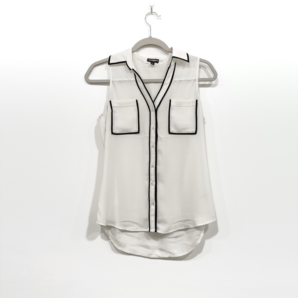 Express Portofino Sleeveless Top in Contrast Piping, Size XS